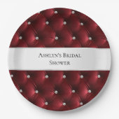 Luxe Glam Red Faux Velvet Papieren Bordje (Voorkant)