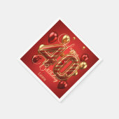 Luxe Glam rood en goud 40e verjaardag Servet (Hoek)