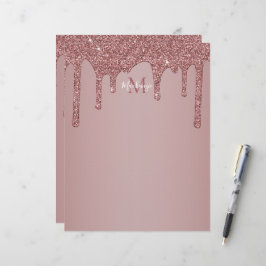 Luxe Glam Roos Gold Driving Glitter Monogram Briefhoofd