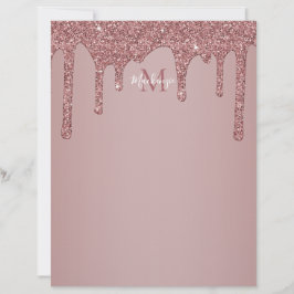 Luxe Glam Roos Gold Driving Glitter Monogram Briefhoofd