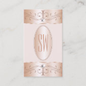 Luxe Glam Roos Gold Ornamenten Monogram afbeeldin Visitekaartje (Voorkant)