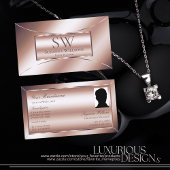 Luxe Glam Roos Golden Chic met monogram en foto Visitekaartje