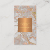 Luxe glam roos gouden marmer monogram designer visitekaartje (Voorkant)