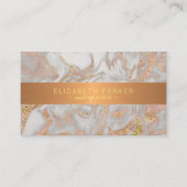 Luxe glam roos goudgrijs marmer make-up artiest visitekaartje (Voorkant)