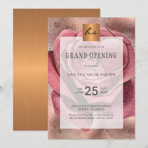 Luxe glam roos schoonheidssalon grand opening kaart