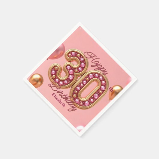 Luxe Glam Roze en Gouden Edelsteen 30e verjaardag Servet (Hoek)