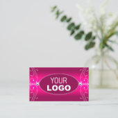 Luxe Glam Roze  mousserende diamanten met Logo Visitekaartje (Staand voorkant)