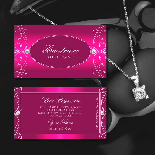 Luxe Glam Roze  mousserende diamanten Ornamenten Visitekaartje