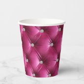 Luxe Glam Roze Nepfluwelen Stof Papieren Bekers (Voorkant)