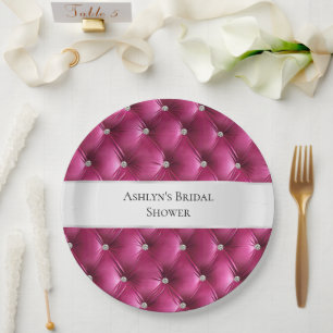Luxe Glam Roze Nepfluwelen Stof Papieren Bordje