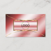Luxe Glam Ruby Red met Gold Decor en Logo Modern Visitekaartje (Voorkant)