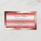 Luxe Glam Ruby Red met Gold Decor en Monogram Visitekaartje (Achterkant)