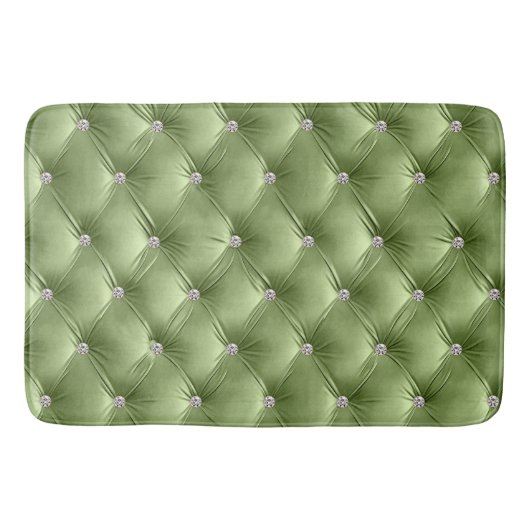Luxe Glam Sage Green Faux Velvet Badmat (Voorkant)