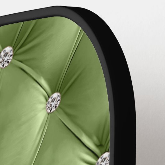 Luxe Glam Sage Green Faux Velvet Pickleball Paddle (Links Detail)