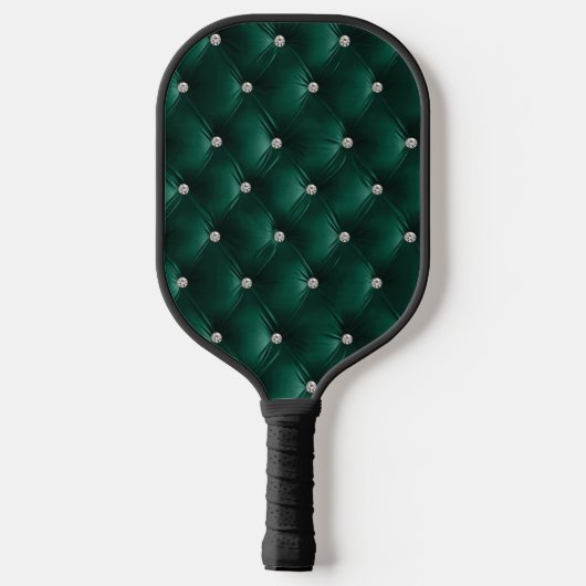 Luxe Glam Sage Green Faux Velvet Pickleball Paddle (Achterkant)