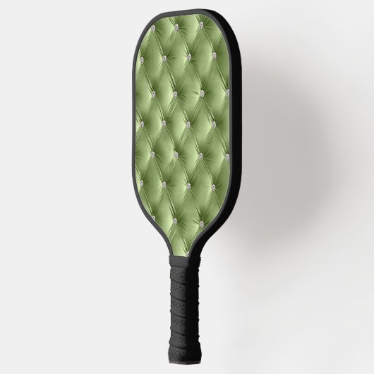 Luxe Glam Sage Green Faux Velvet Pickleball Paddle (Links)