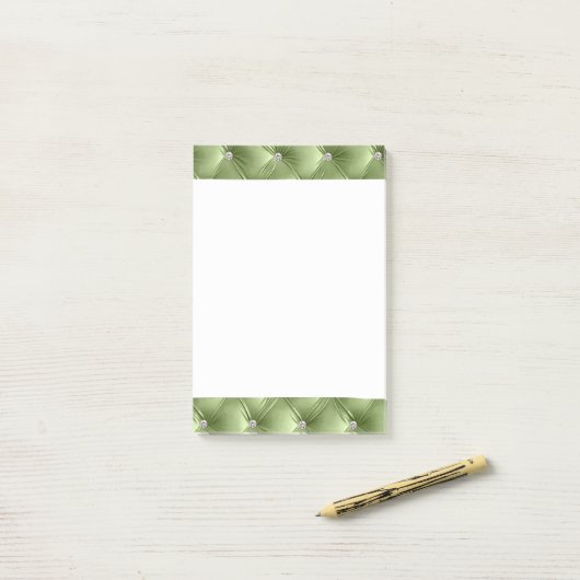 Luxe Glam Sage Green Faux Velvet Post-it® Notes (Op bureau)