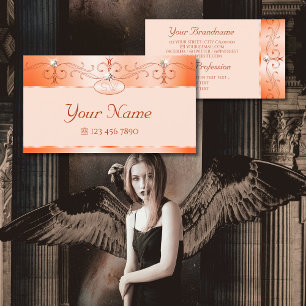 Luxe Glam Salmon Mousserende juwelen Initialen Visitekaartje