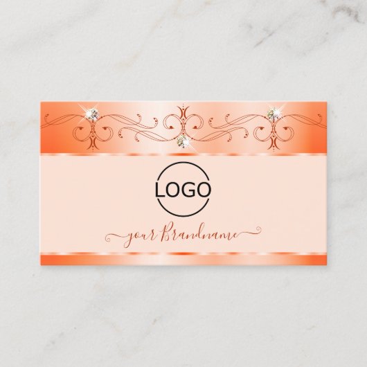 Luxe Glam Salmon  Mousserende juwelen met Logo Visitekaartje (Voorkant)