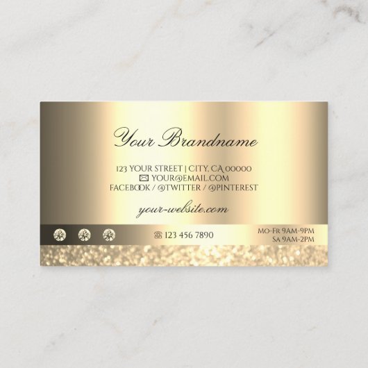 Luxe Glam Shimmery Glitter met Logo Licht Gold Visitekaartje (Achterkant)