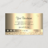 Luxe Glam Shimmery Glitter Monogram Luminous Gold Visitekaartje (Achterkant)