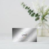 Luxe Glam Silver Glamor Decor met Logo en foto Visitekaartje (Staand voorkant)