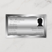 Luxe Glam Silver Glamor met Monogram en Foto Visitekaartje (Achterkant)