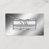 Luxe Glam Silver Glamor met monogram en Logo Visitekaartje (Voorkant)