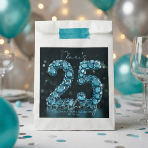 Luxe Glam Turquoise 3D-Bubbels 25e Verjaardag Bedankzakje