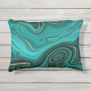 Luxe glam turquoise abstract patroon buitenkussen