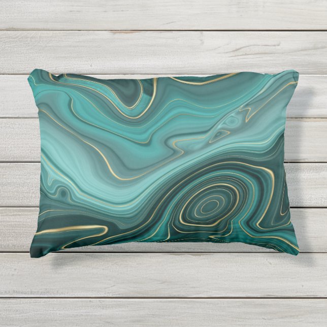 Luxe glam turquoise abstract patroon buitenkussen (Voorkant)