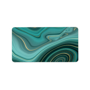 Luxe Glam Turquoise Abstract Patroon Etiket
