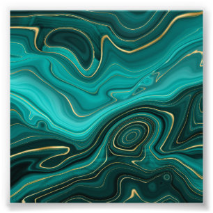 Luxe Glam Turquoise Abstract Patroon Foto Afdruk