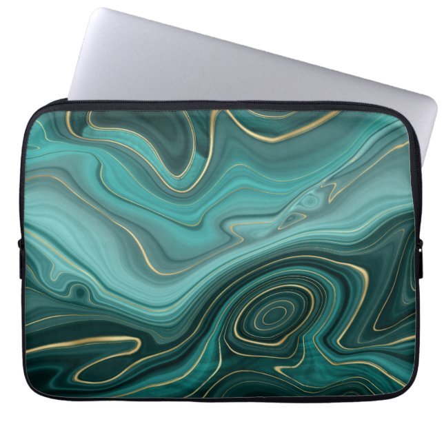 Luxe Glam Turquoise Abstract Patroon Laptop Sleeve (Voorkant)