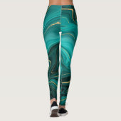 Luxe Glam Turquoise Abstract Patroon Leggings (Achterkant)