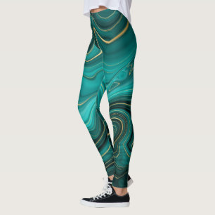 Luxe Glam Turquoise Abstract Patroon Leggings
