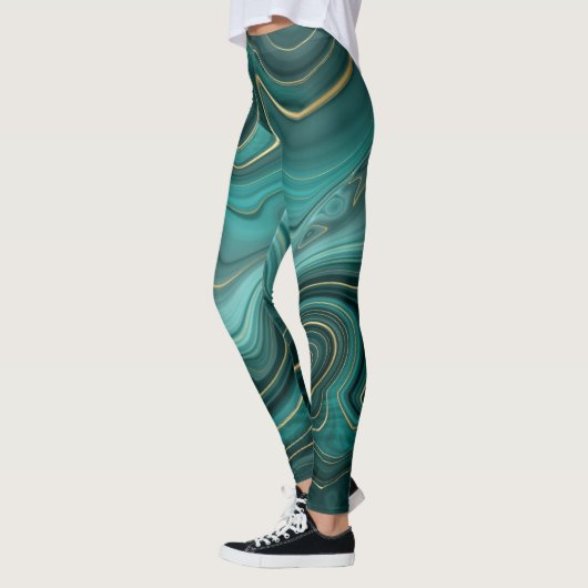 Luxe Glam Turquoise Abstract Patroon Leggings (Links)