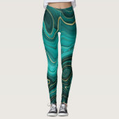 Luxe Glam Turquoise Abstract Patroon Leggings (Voorkant)