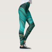 Luxe Glam Turquoise Abstract Patroon Leggings (Rechts)