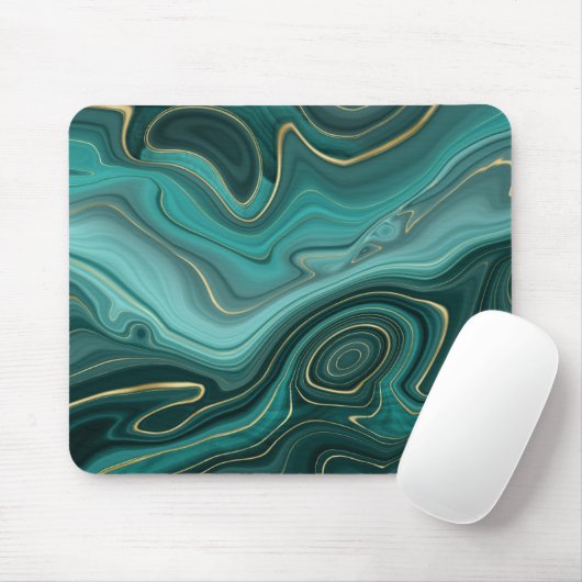 Luxe glam turquoise abstract patroon muismat (Met muis)