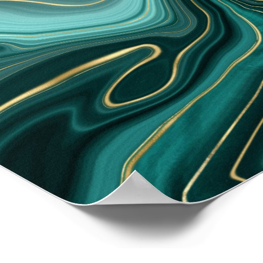 Luxe Glam Turquoise Abstract Patroon Poster (Hoek)