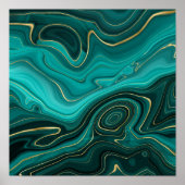 Luxe Glam Turquoise Abstract Patroon Poster (Voorkant)