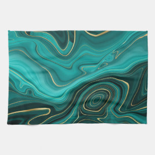 Luxe Glam Turquoise Abstract Patroon Theedoek