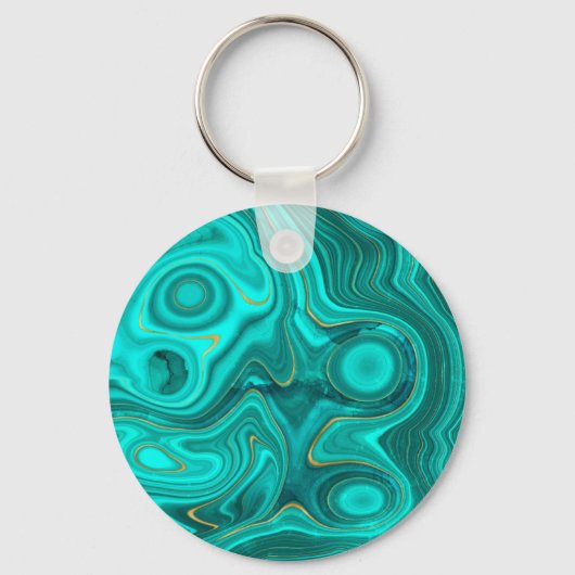 Luxe Glam Turquoise Helder Abstract Patroon Sleutelhanger (Voorkant)