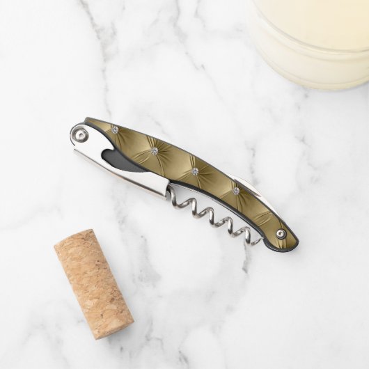 Luxe Glam Warm Gold Faux Velvet Kerstmis Kurkentrekker (Voorkant)