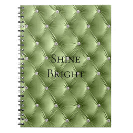 Luxe Glam Warm Sage Green Faux Velvet Notitieboek