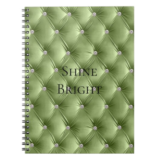 Luxe Glam Warm Sage Green Faux Velvet Notitieboek (Voorkant)