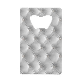 Luxe Glam Zacht Grijs Faux Velvet Kerstmis Creditkaart Flessenopener