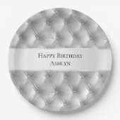 Luxe Glam Zacht Grijs Nepfluwelen Papieren Bordje (Voorkant)