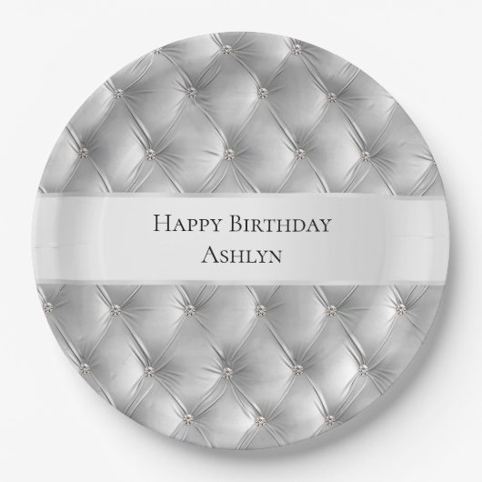 Luxe Glam Zacht Grijs Nepfluwelen Papieren Bordje (Voorkant)
